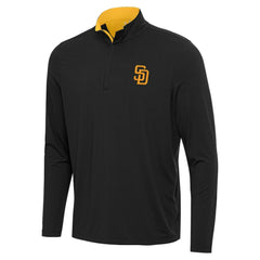 San Diego Padres Antigua Content Quarter-Zip Top - Black Tops