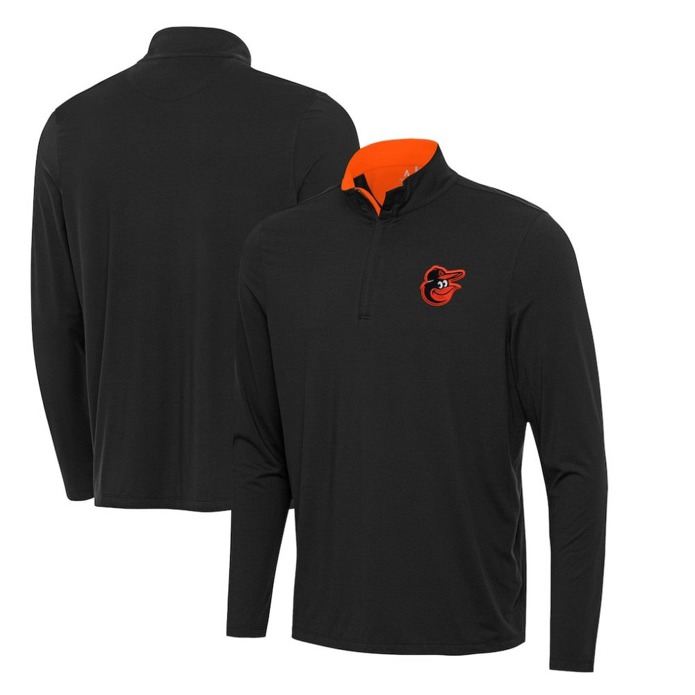 Baltimore Orioles Antigua Content Quarter-Zip Top - Black Tops