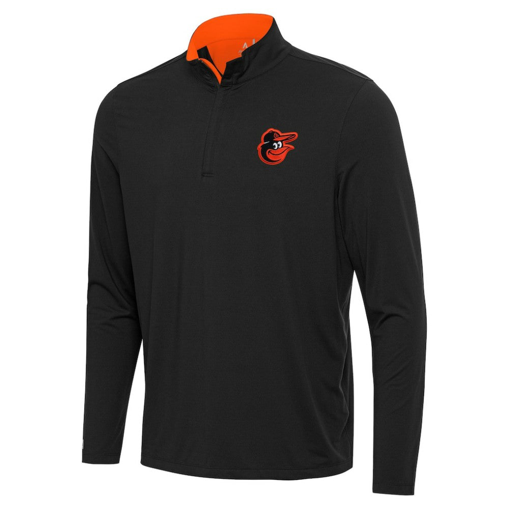 Baltimore Orioles Antigua Content Quarter-Zip Top - Black Tops