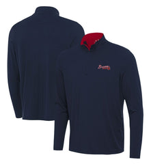 Atlanta Braves Antigua Content Quarter-Zip Top - Navy Tops