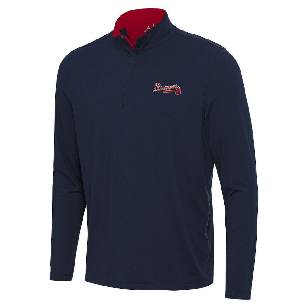 Atlanta Braves Antigua Content Quarter-Zip Top - Navy Tops