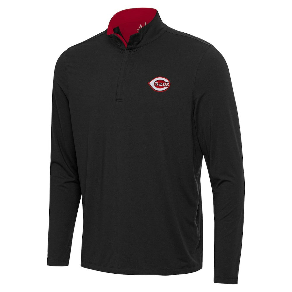 Cincinnati Reds Antigua Content Quarter-Zip Top - Black Tops