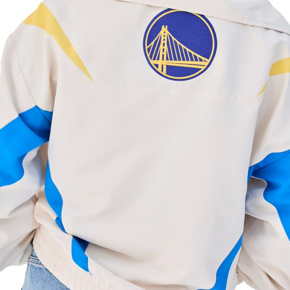 Golden State Warriors Terez Women's Retro Chevron Ripstop Quarter-Zip Windbreaker Jacket White