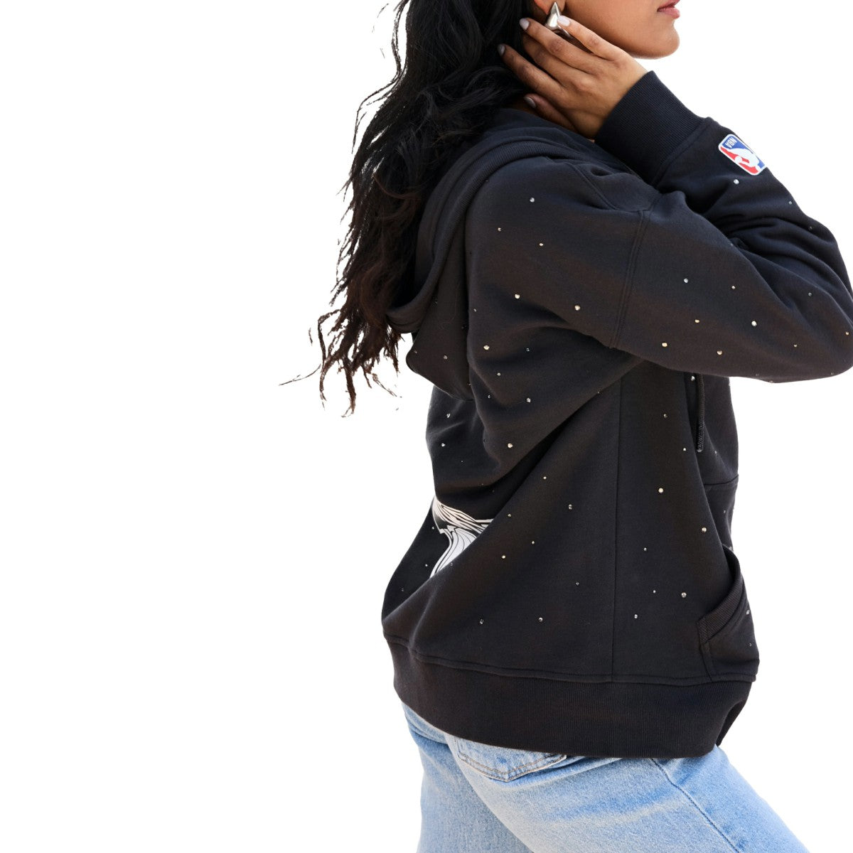 New York Knicks Terez Women's Oversized Allover Gemstone Full-Zip Hoodie Black