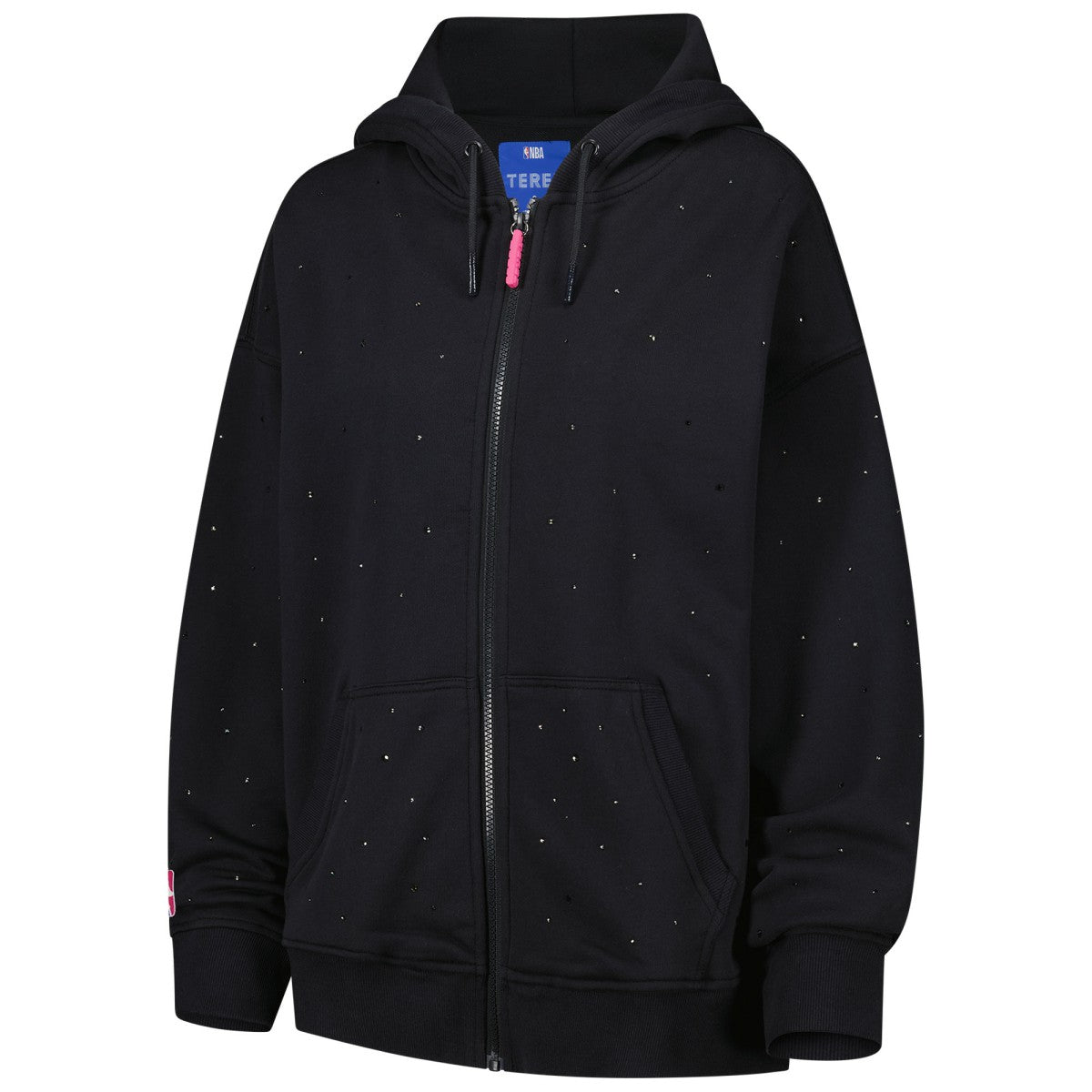 Los Angeles Lakers Terez Women's Oversized Allover Gemstone Full-Zip Hoodie Black