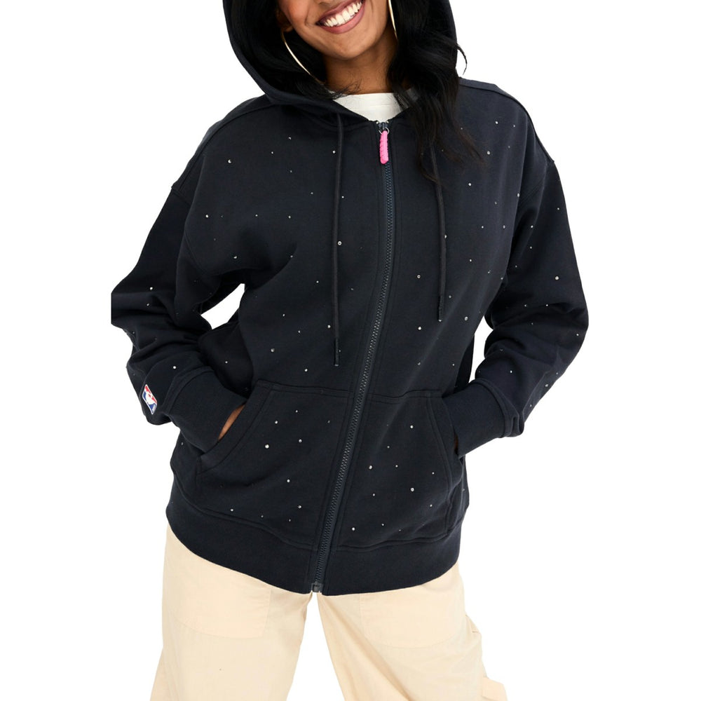 Los Angeles Lakers Terez Women's Oversized Allover Gemstone Full-Zip Hoodie Black