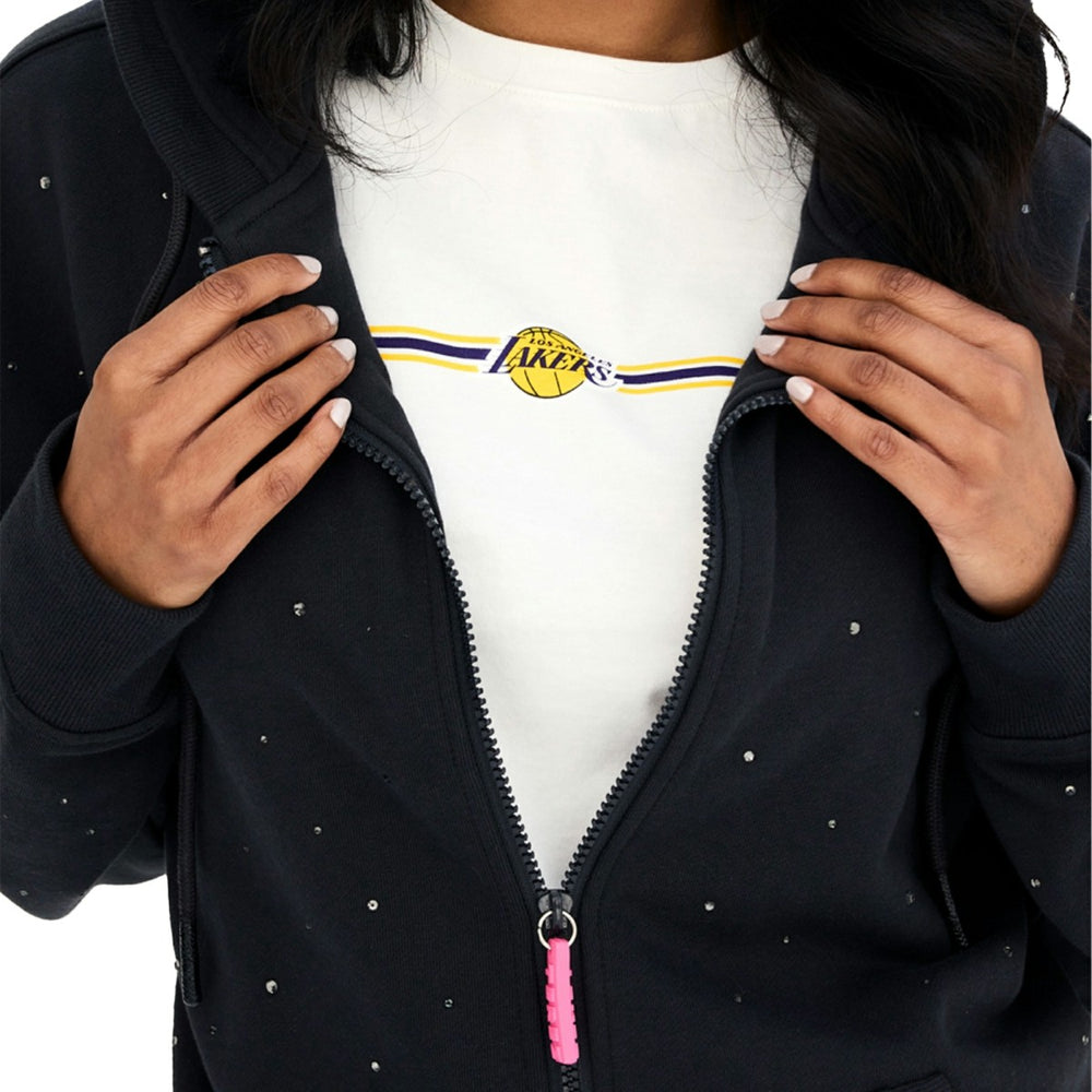 Los Angeles Lakers Terez Women's Oversized Allover Gemstone Full-Zip Hoodie Black