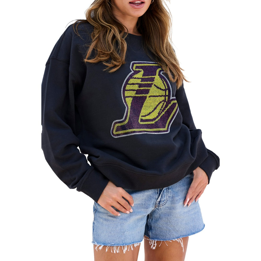 Los Angeles Lakers Terez Women's Gemstone Logo Pullover Sweatshirt Black