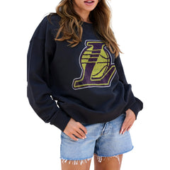 Los Angeles Lakers Terez Women's Gemstone Logo Pullover Sweatshirt Black