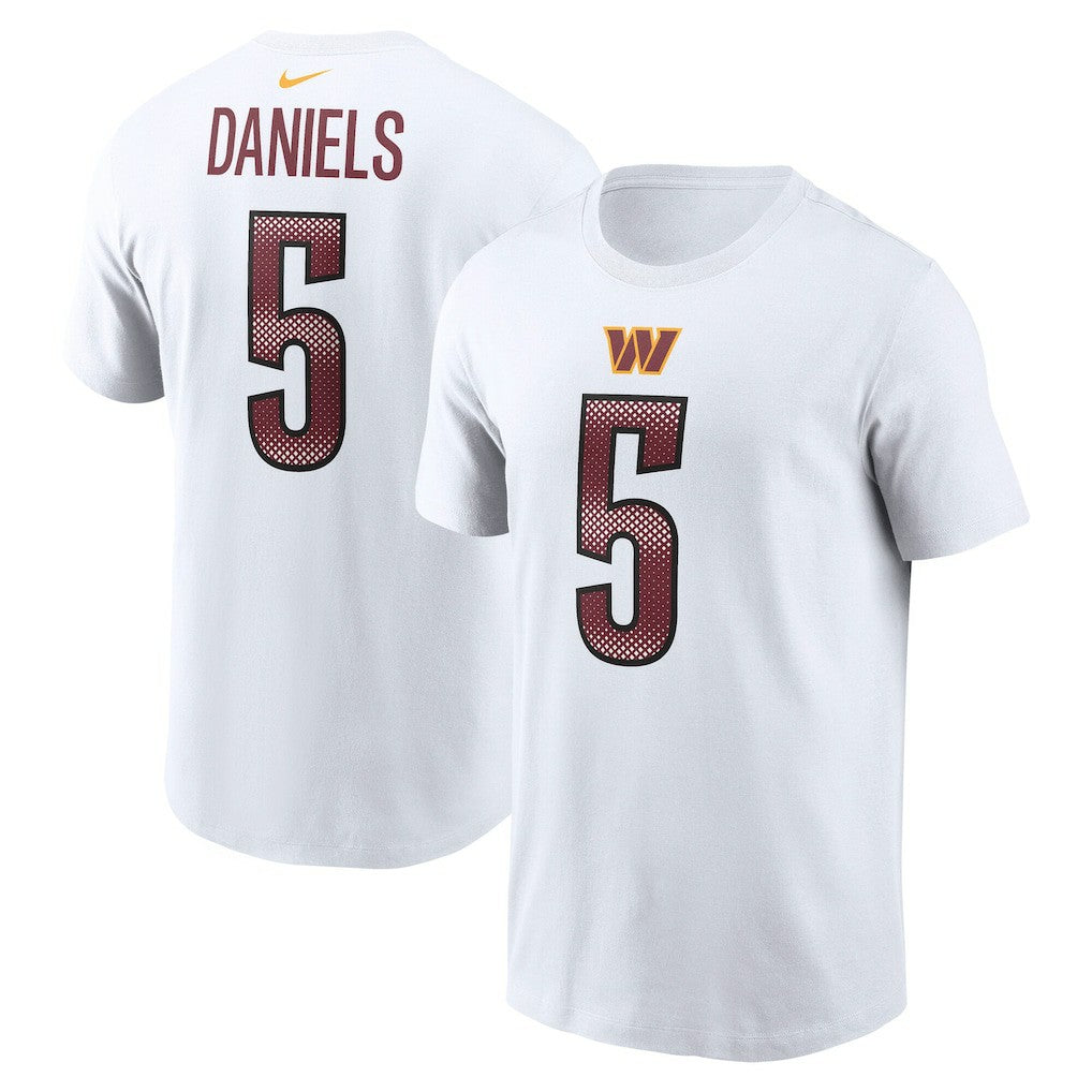 Jayden Daniels Washington Commanders Name & Number T-Shirt - White T-shirts
