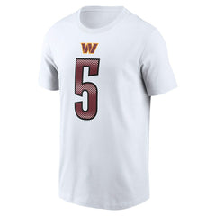 Jayden Daniels Washington Commanders Name & Number T-Shirt - White T-shirts