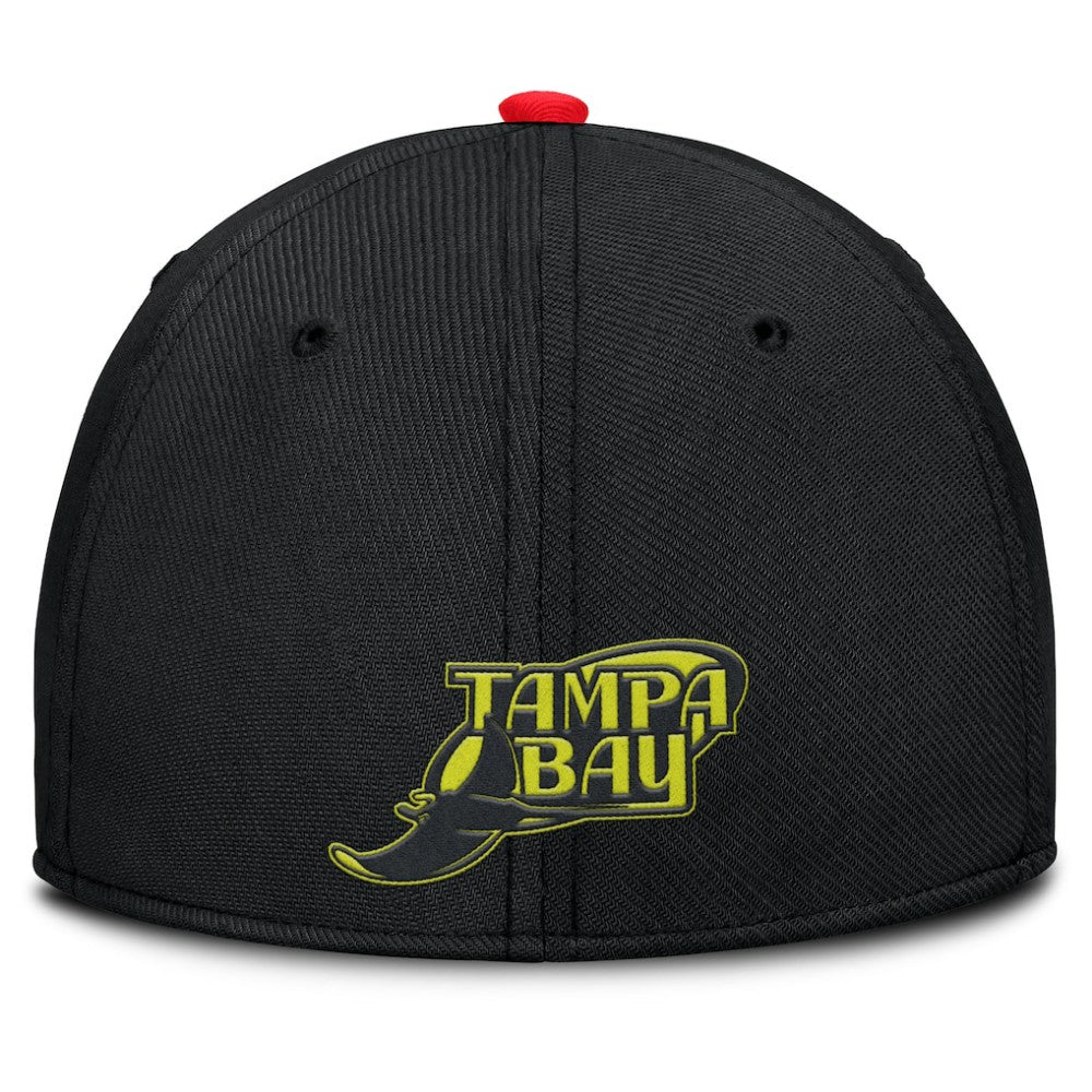 Tampa Bay Rays Nike Neon 90s Rise SwooshFlex Hat - Crimson/Black Hats
