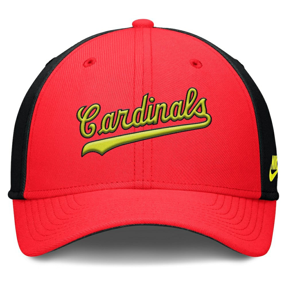 St. Louis Cardinals Nike Neon 90s Rise SwooshFlex Hat - Crimson/Black Hats
