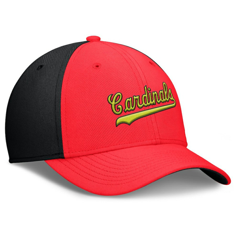St. Louis Cardinals Nike Neon 90s Rise SwooshFlex Hat - Crimson/Black Hats