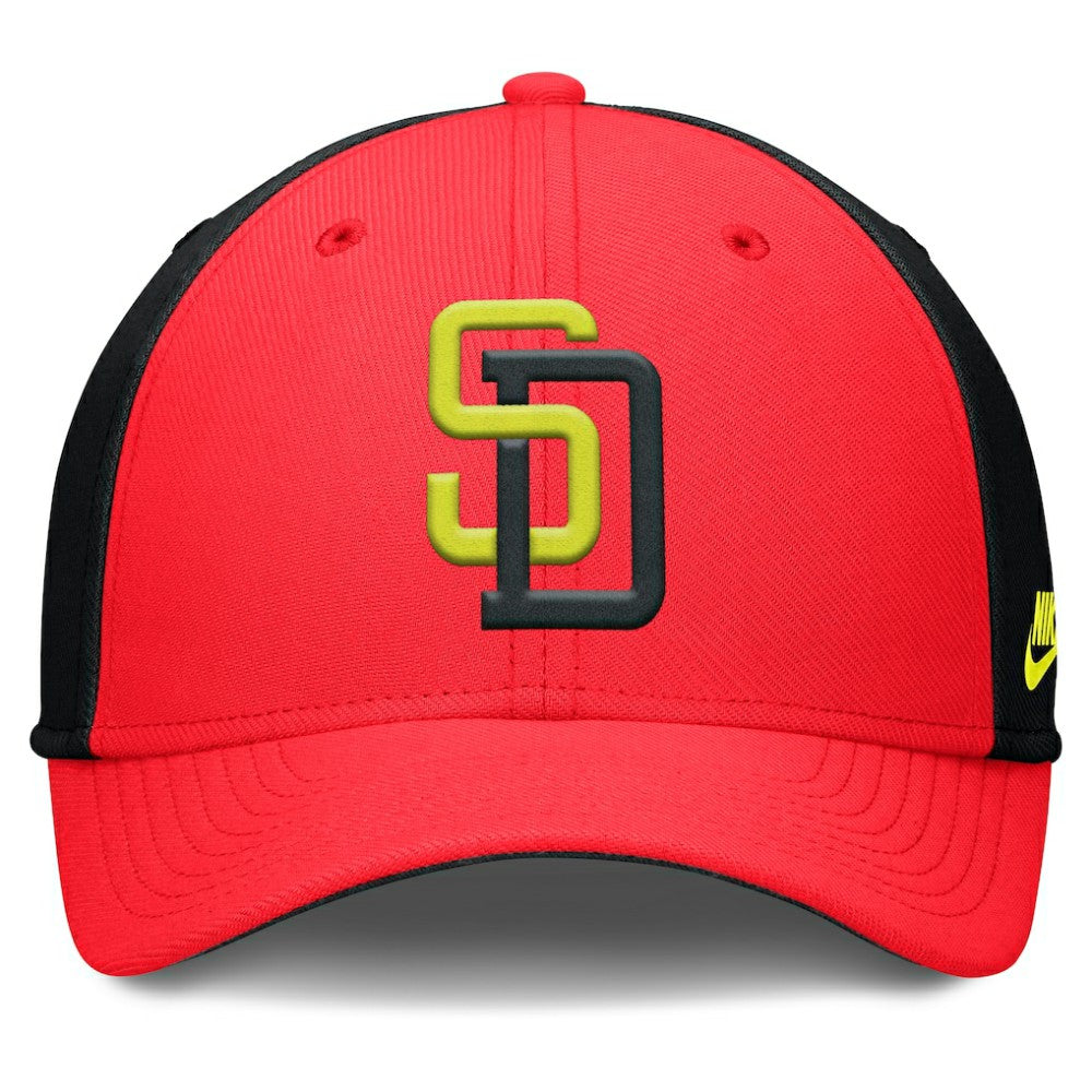 San Diego Padres Nike Neon 90s Rise SwooshFlex Hat - Crimson/Black Hats