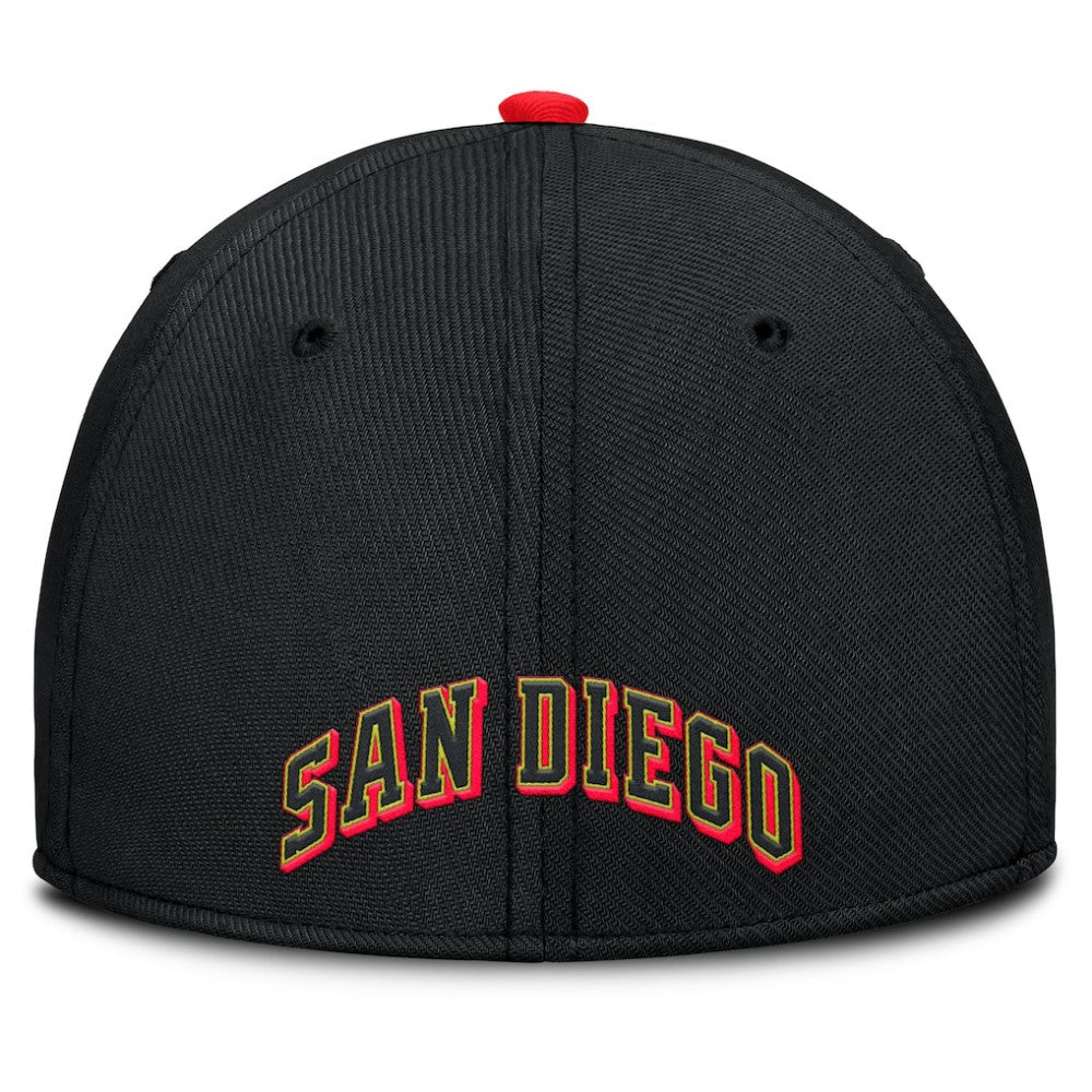 San Diego Padres Nike Neon 90s Rise SwooshFlex Hat - Crimson/Black Hats
