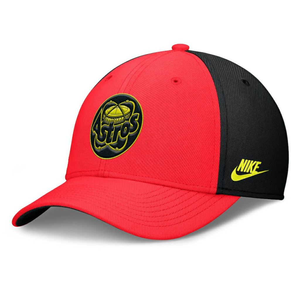 Houston Astros Nike Neon 90s Rise SwooshFlex Hat - Crimson/Black Hats