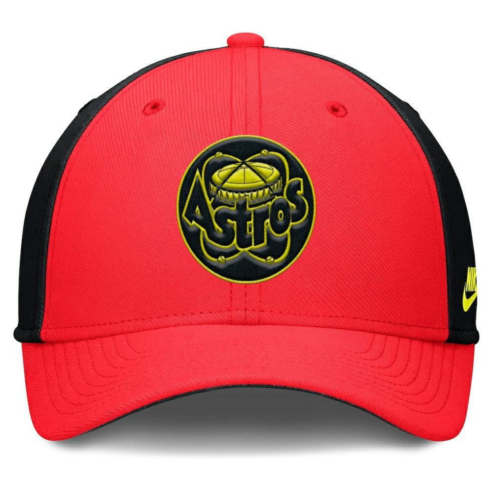 Houston Astros Nike Neon 90s Rise SwooshFlex Hat - Crimson/Black Hats