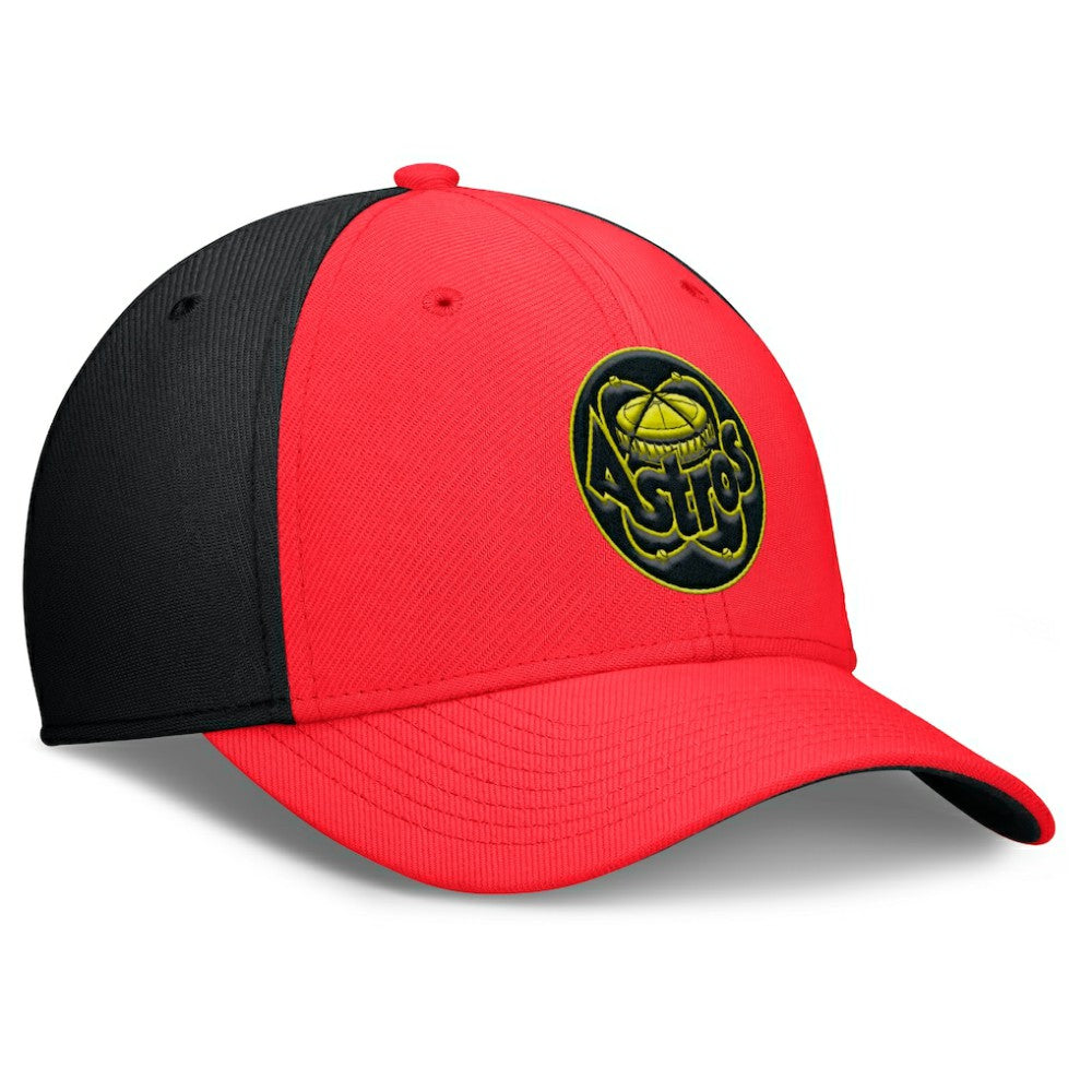 Houston Astros Nike Neon 90s Rise SwooshFlex Hat - Crimson/Black Hats