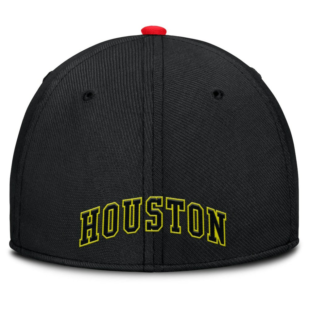 Houston Astros Nike Neon 90s Rise SwooshFlex Hat - Crimson/Black Hats