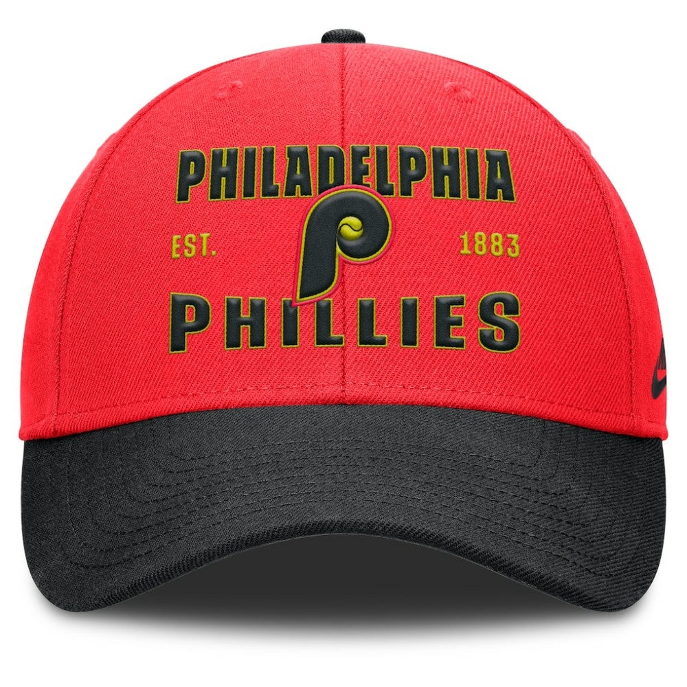 Philadelphia Phillies Nike Neon 90s Rise Adjustable Hat - Crimson/Black Hats