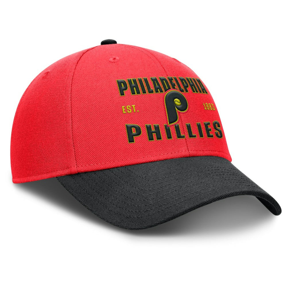 Philadelphia Phillies Nike Neon 90s Rise Adjustable Hat - Crimson/Black Hats