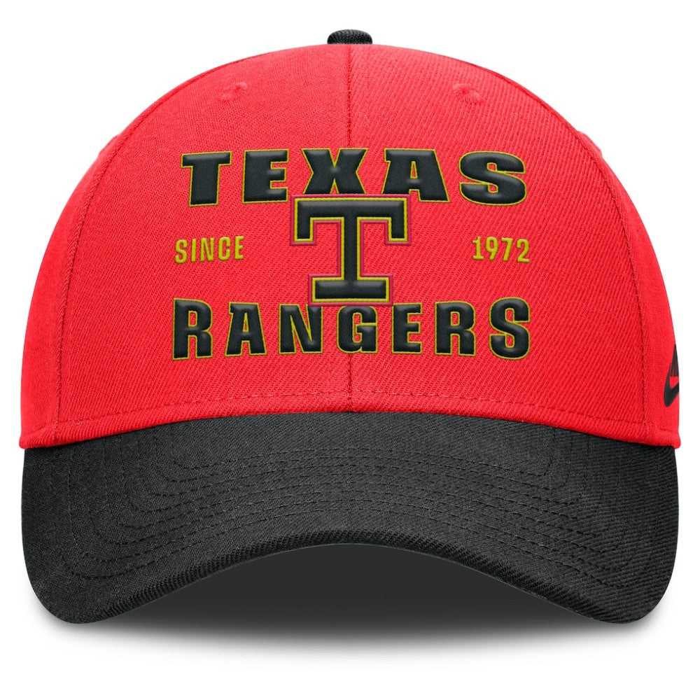 Texas Rangers Nike Neon 90s Rise Adjustable Hat - Crimson/Black Hats
