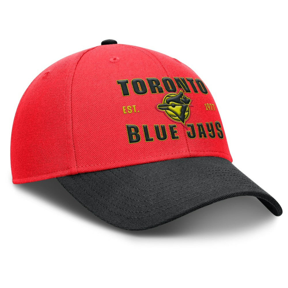 Toronto Blue Jays Nike Neon 90s Rise Adjustable Hat - Crimson/Black Hats