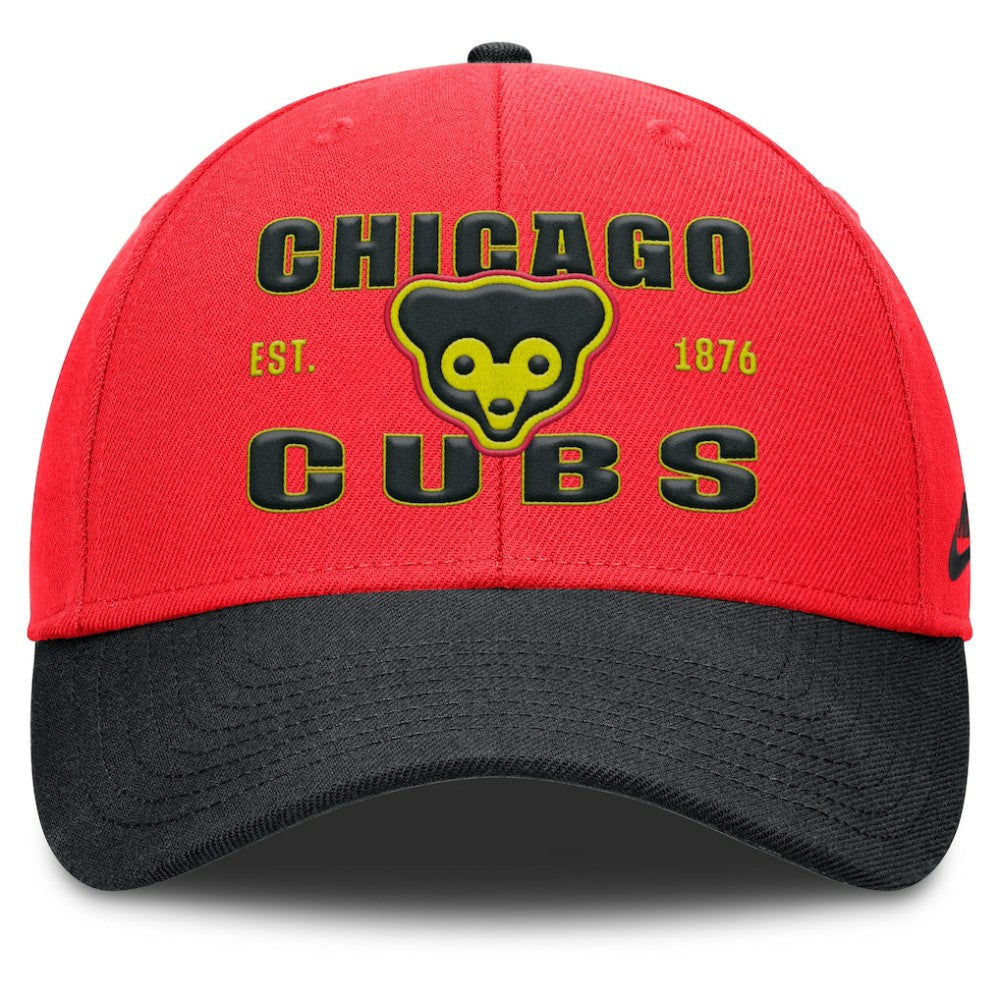 Chicago Cubs Nike Neon 90s Rise Adjustable Hat - Crimson/Black Hats