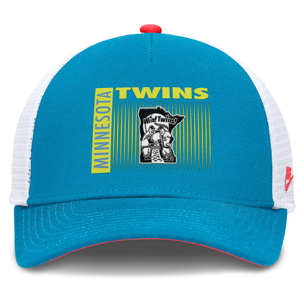 Minnesota Twins Nike Neon 90s Rise Structured Performance Adjustable Trucker Hat - Teal Hats