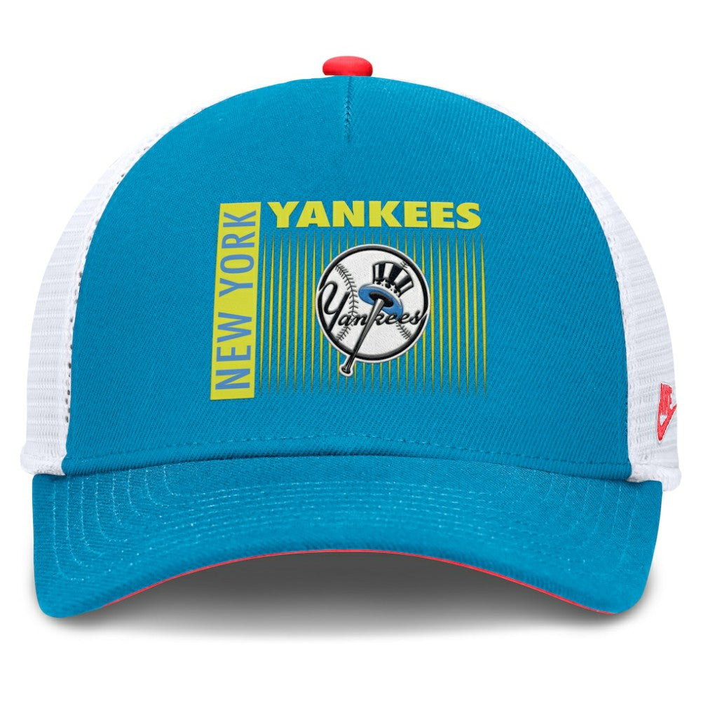 New York Yankees Nike Neon 90s Rise Structured Performance Adjustable Trucker Hat - Blue Hats