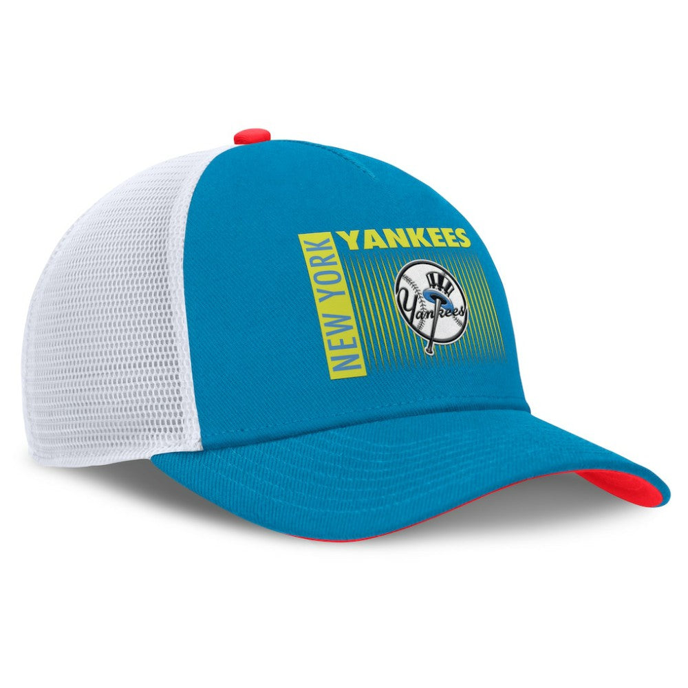 New York Yankees Nike Neon 90s Rise Structured Performance Adjustable Trucker Hat - Blue Hats