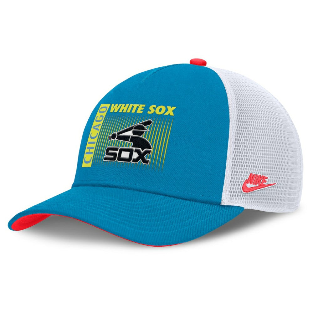 Chicago White Sox Nike Neon 90s Rise Structured Performance Adjustable Trucker Hat - Teal Hats