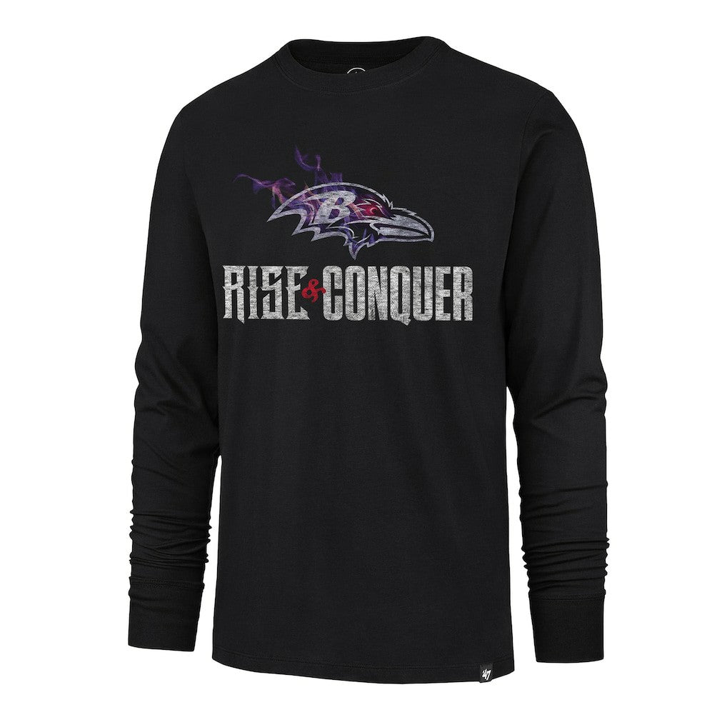 Baltimore Ravens '47 Rise and Conquer Franklin Long Sleeve T-Shirt - Black T-shirts