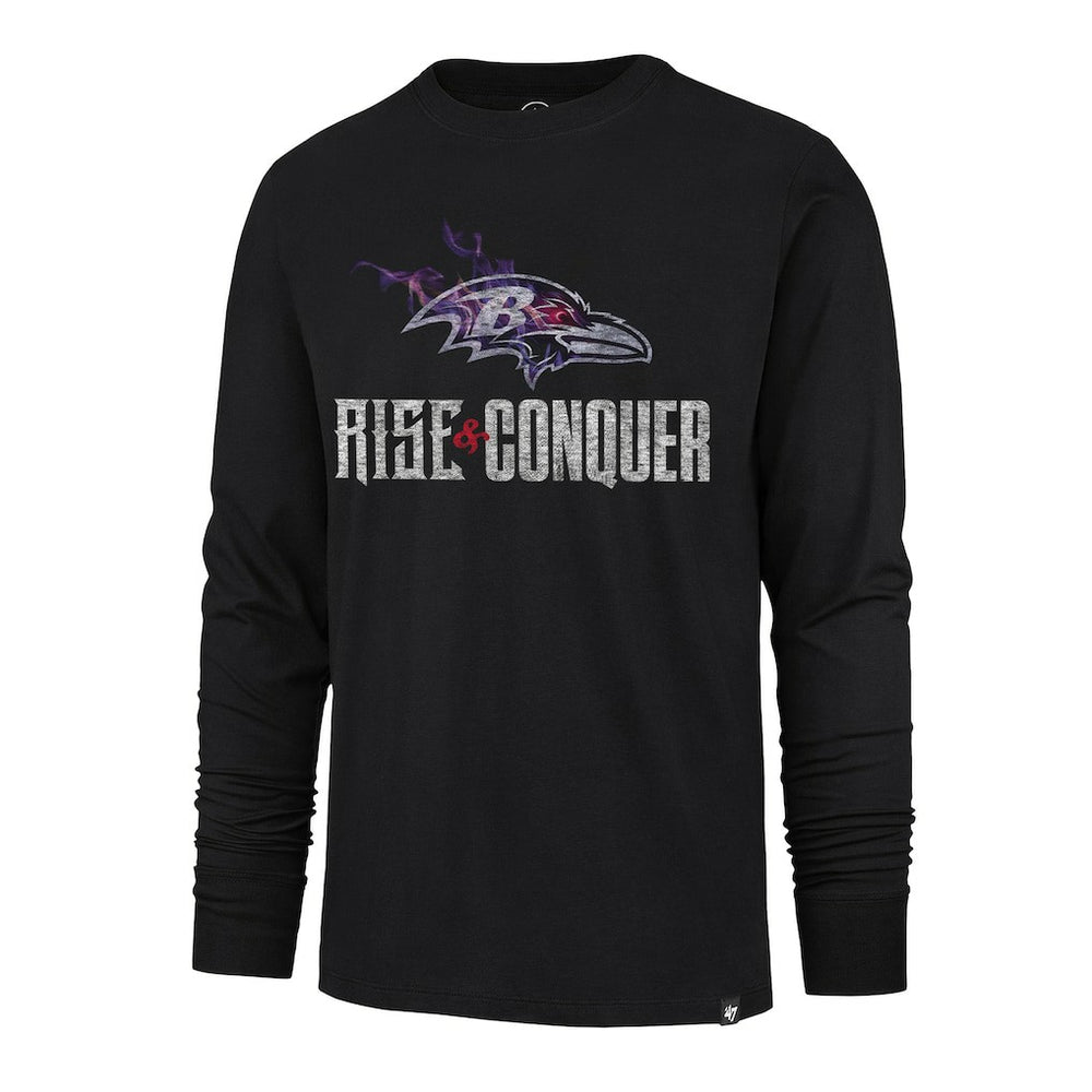 Baltimore Ravens '47 Rise and Conquer Franklin Long Sleeve T-Shirt - Black T-shirts