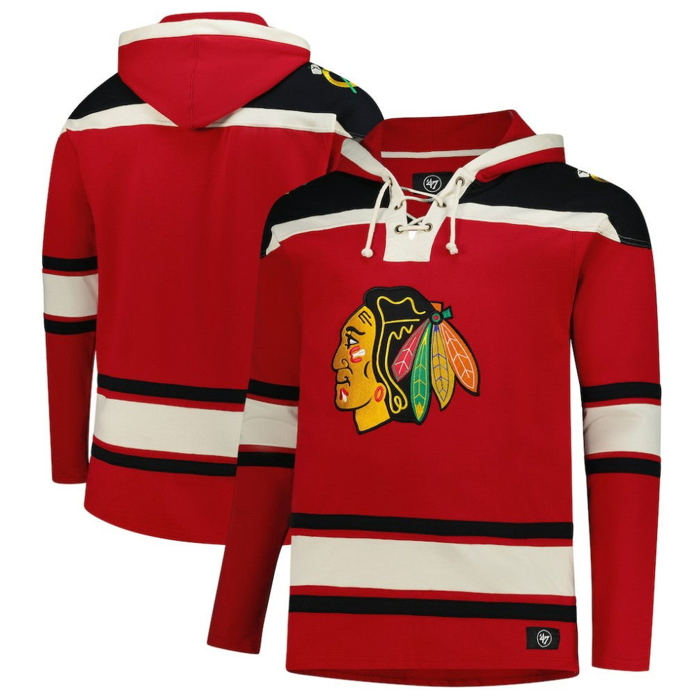 Chicago Blackhawks '47 Big & Tall Superior Lacer Fleece Pullover Hoodie - Red | US 202439541