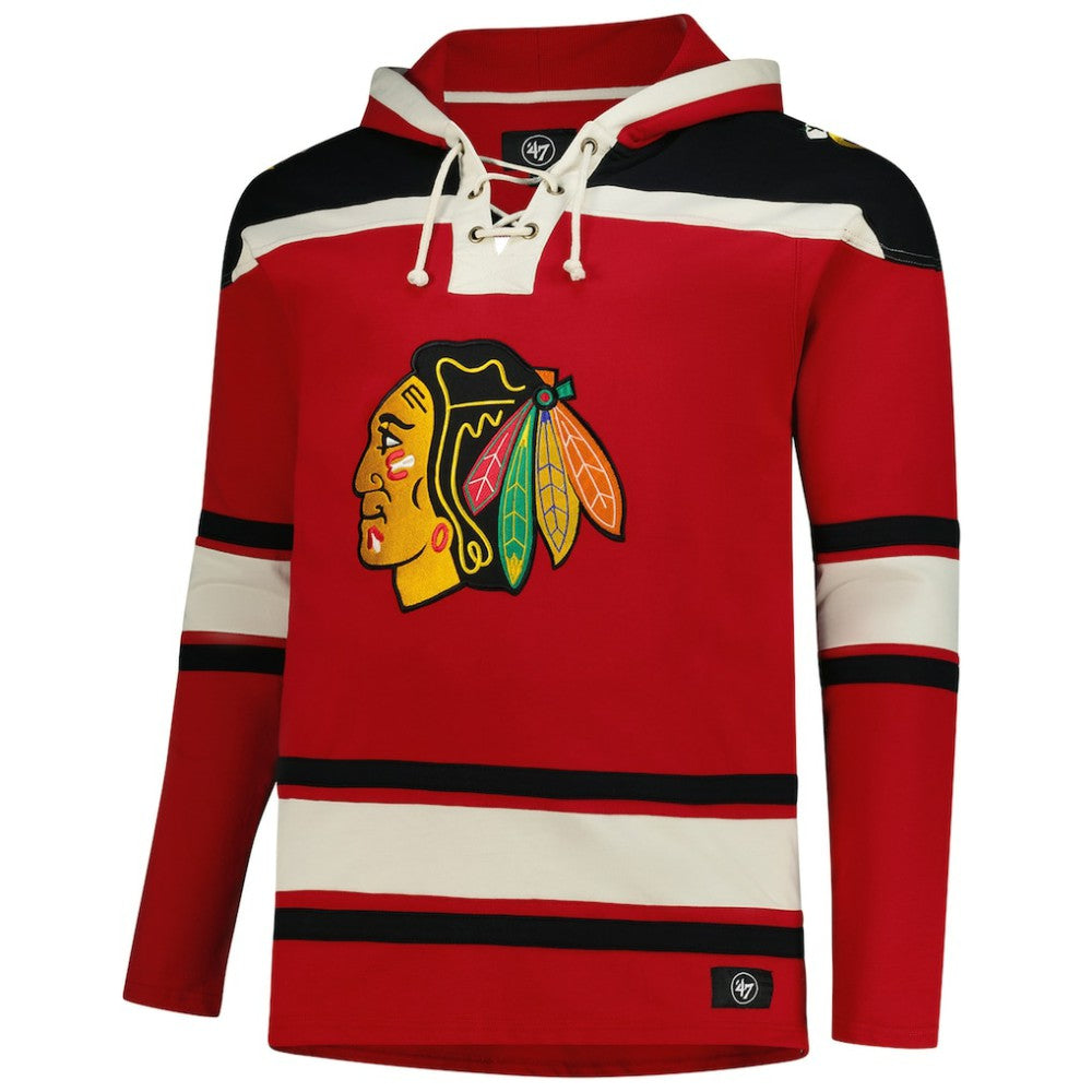 Chicago Blackhawks '47 Big & Tall Superior Lacer Fleece Pullover Hoodie - Red | US 202439541