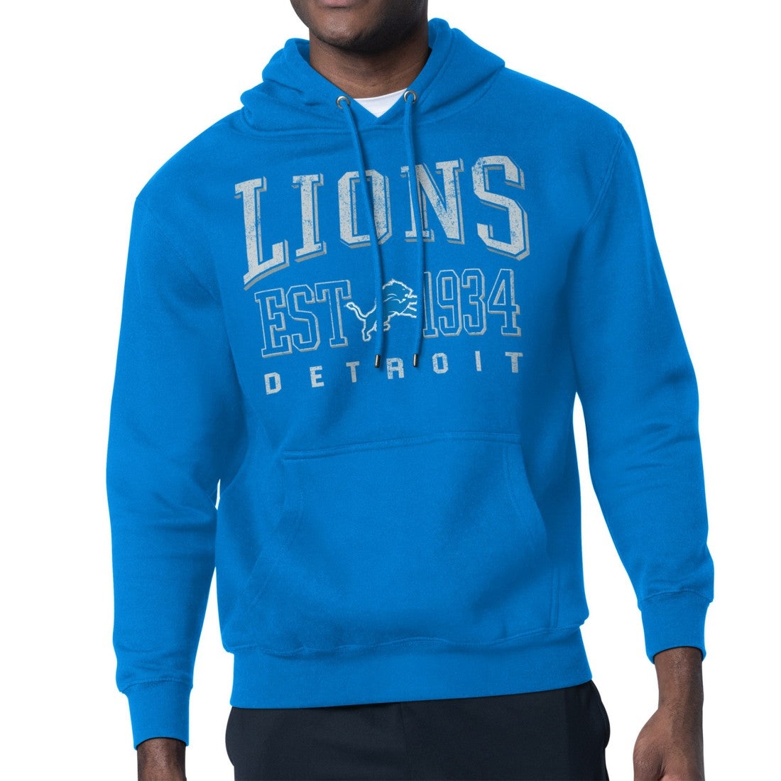 Detroit Lions Starter Retro Team Logo Pullover Hoodie - Blue Hoodies