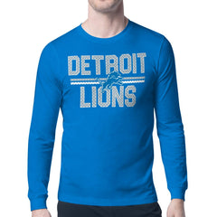 Detroit Lions Starter Mesh Look Retro Team Logo Long Sleeve T-Shirt - Blue - Blue T-shirts