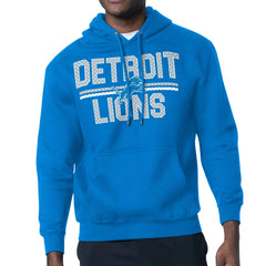 Detroit Lions Starter Mesh Look Retro Team Logo Pullover Hoodie - Blue Hoodies