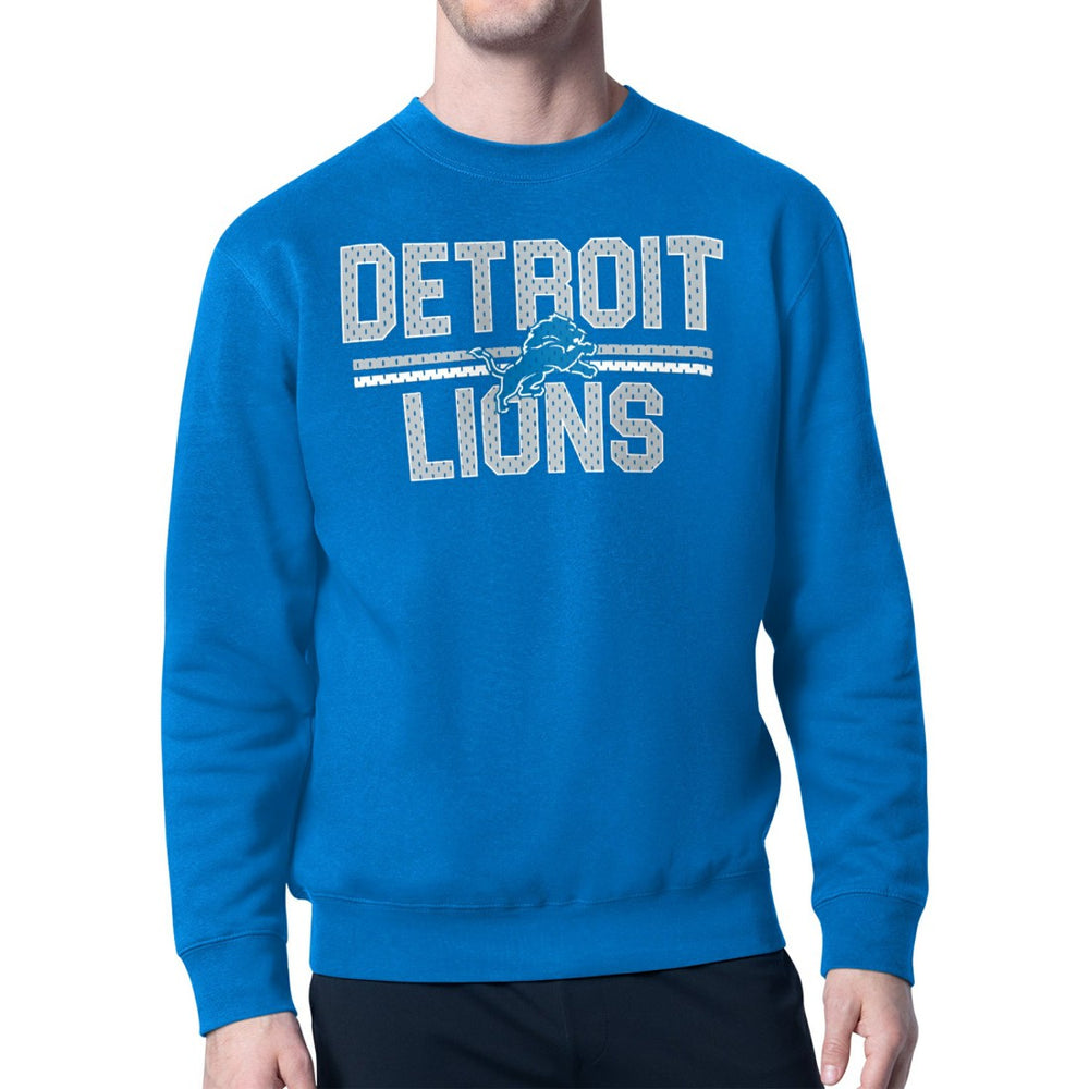 Detroit Lions Starter Mesh Look Retro Team Logo Pullover Sweatshirt  - Blue Pullover