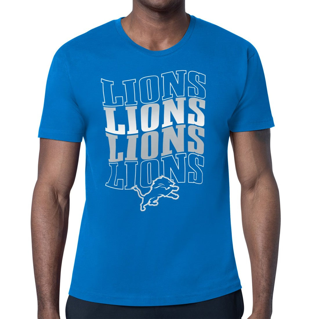 Detroit Lions Starter Four Team Name Retro Logo T-Shirt - Blue T-shirts