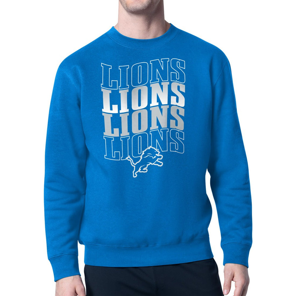 Detroit Lions Starter Four Team Name Logo Pullover Hoodie - Blue Hoodies
