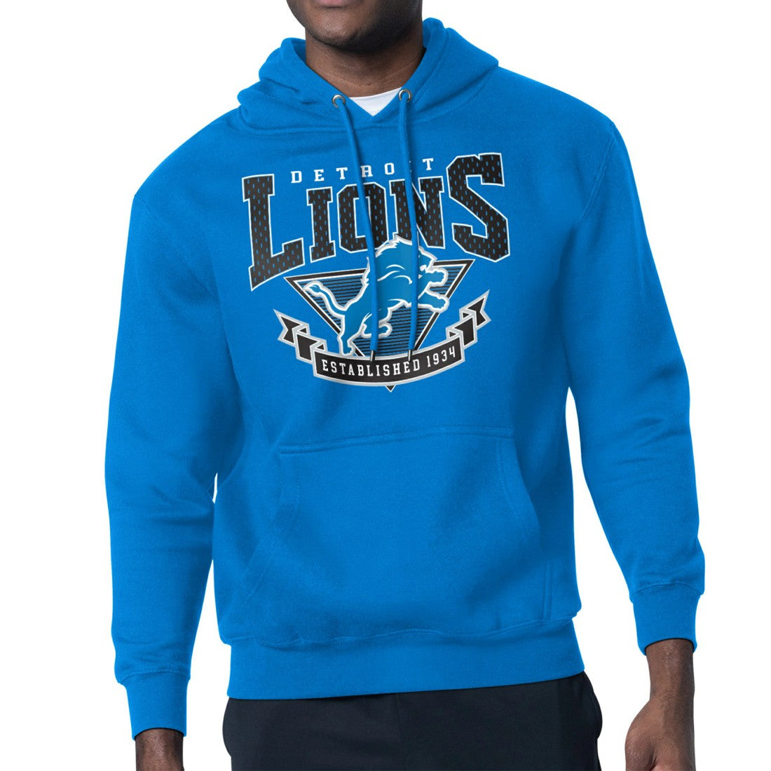 Detroit Lions Starter ‘80s Inspired Pullover Hoodie - Blue Hoodies