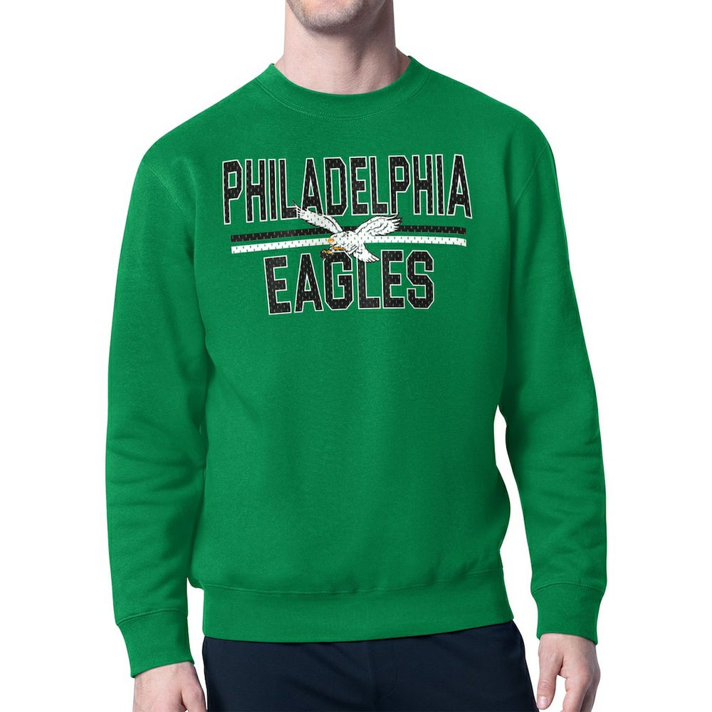 Philadelphia Eagles Starter Mesh Look Retro Logo Pullover Sweatshirt - Kelly Green Pullover