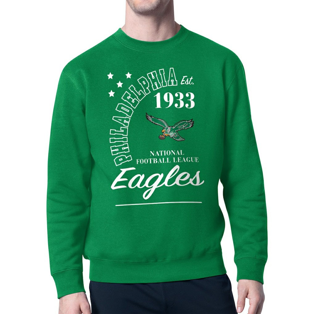 Philadelphia Eagles Starter Team Retro Logo Fleece Tri-Blend Pullover Sweatshirt - Kelly Green Pullover