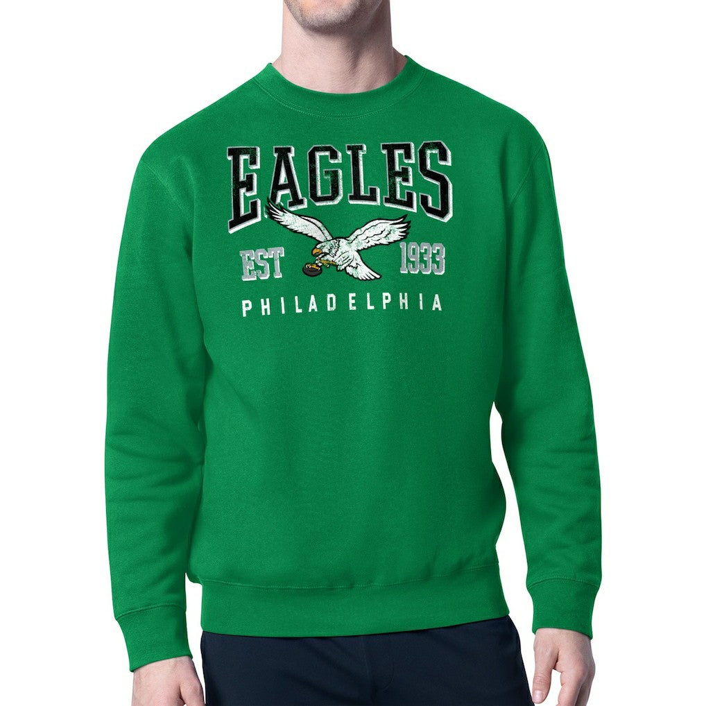 Philadelphia Eagles Starter Team Retro Logo Fleece Tri-Blend Pullover Sweatshirt - Kelly Green Pullover