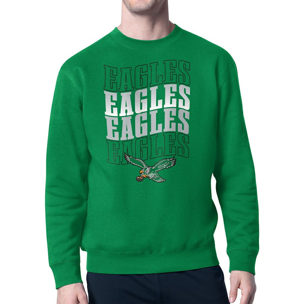 Philadelphia Eagles Starter Team Retro Logo Fleece Tri-Blend Pullover Sweatshirt - Kelly Green Pullover