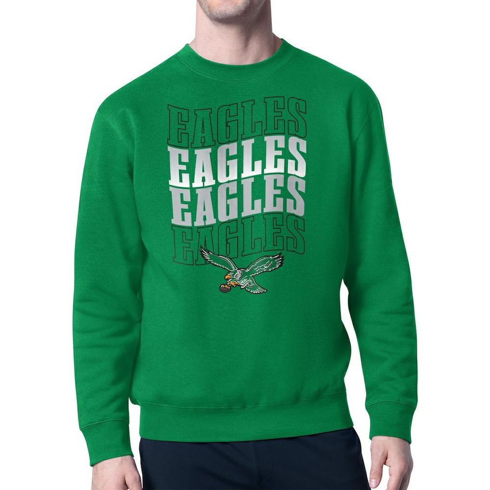 Philadelphia Eagles Starter Team Retro Logo Fleece Tri-Blend Pullover Sweatshirt - Kelly Green Pullover