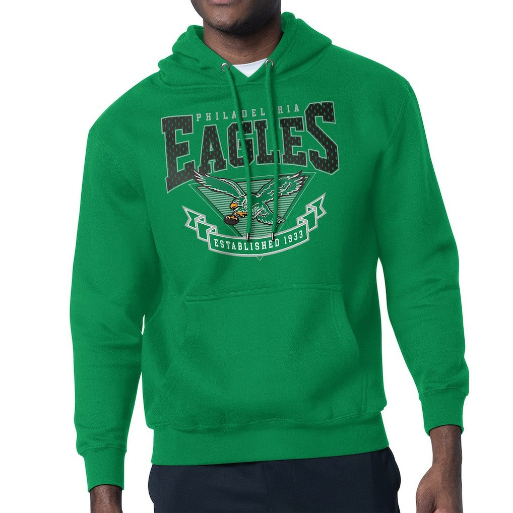 Philadelphia Eagles Starter Team Retro Logo Fleece Tri-Blend Pullover Hoodie - Kelly Green Hoodies